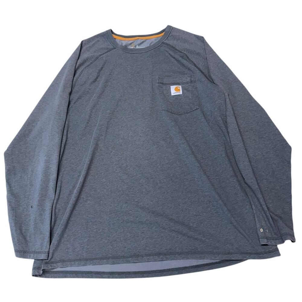Carhartt Men's Force Cotton Delmont Long Sleeve Pocket T-Shirt Gray Size XL